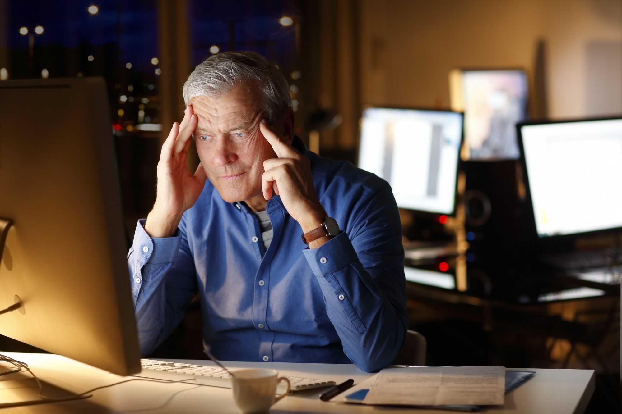 Man looking at retirement plan on computer